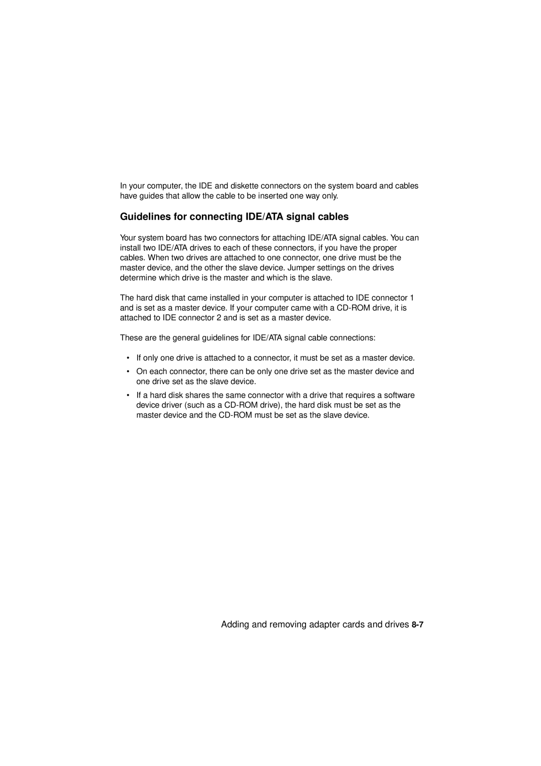 IBM 6345, 2194, 2193 manual Guidelines for connecting IDE/ATA signal cables 