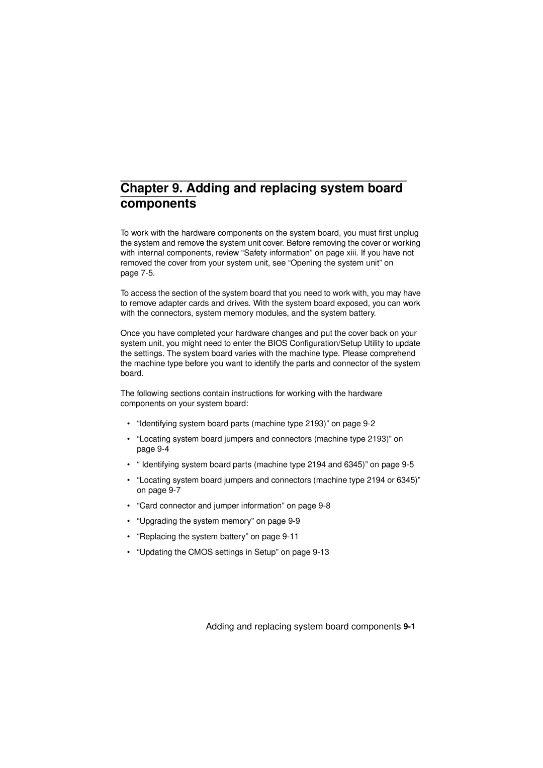 IBM 2194, 6345, 2193 manual Adding and replacing system board components 