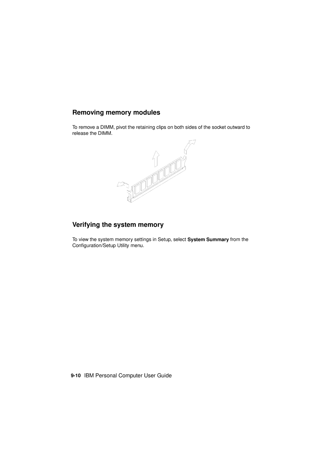 IBM 2194, 6345, 2193 manual Removing memory modules, Verifying the system memory 