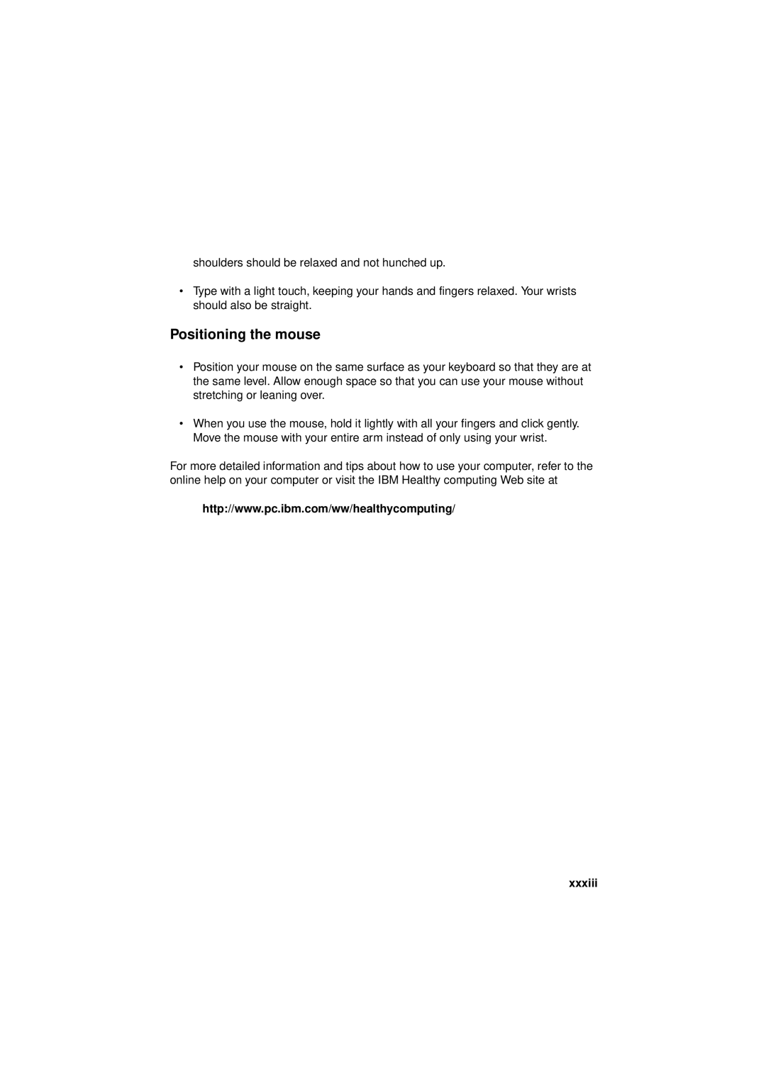 IBM 6345, 2194, 2193 manual Positioning the mouse, Xxxiii 