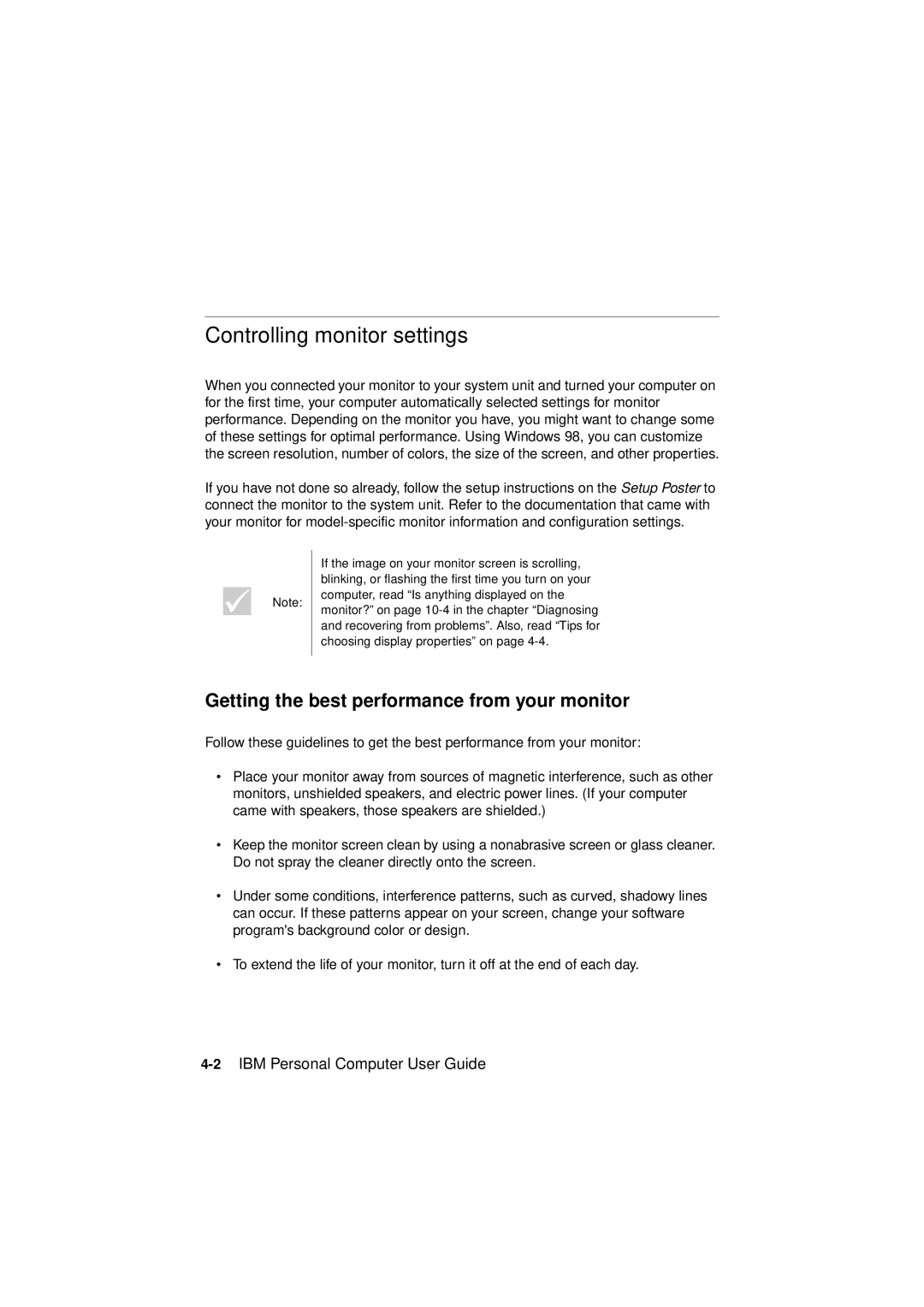 IBM 6345, 2194, 2193 manual Controlling monitor settings, Getting the best performance from your monitor 