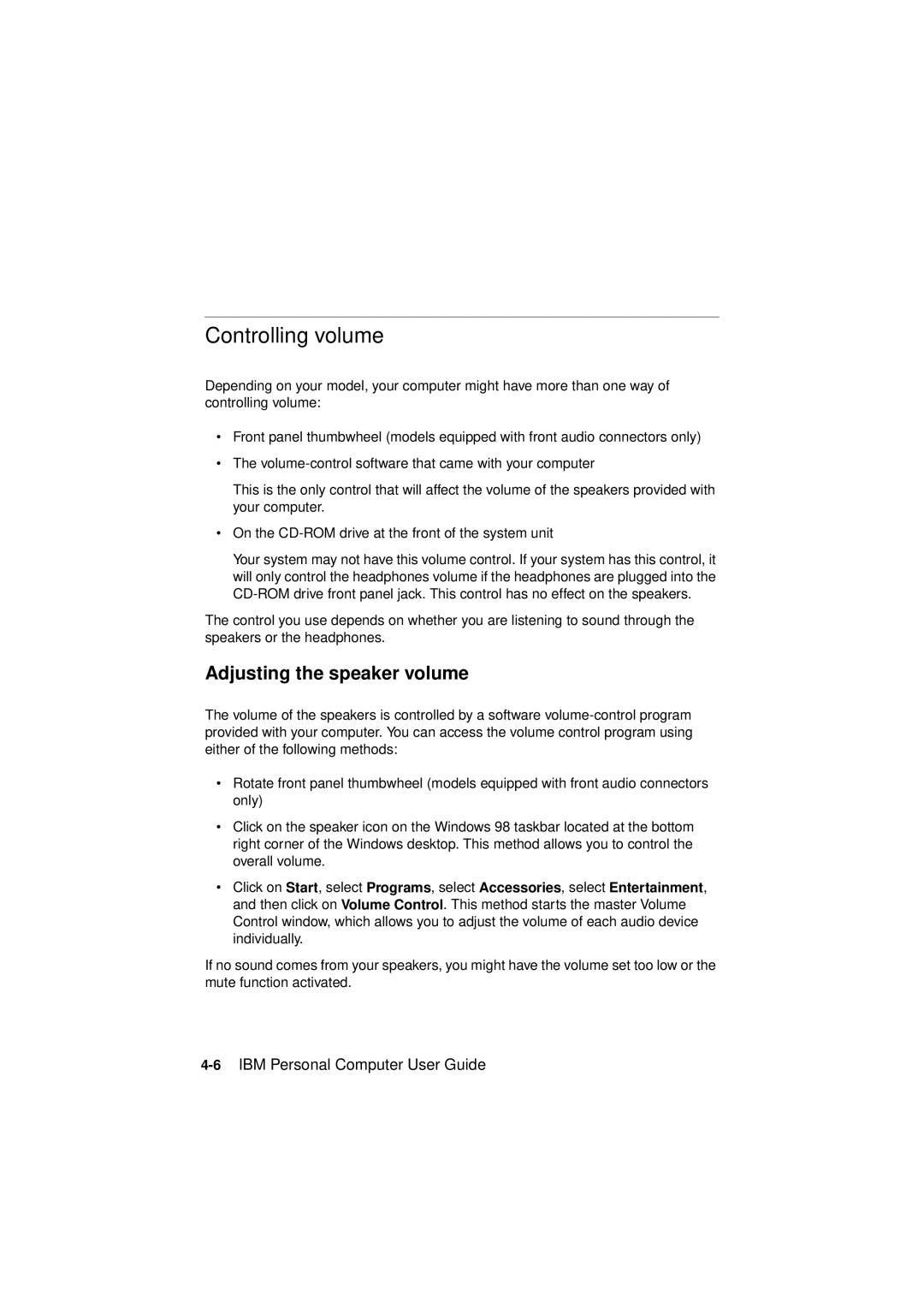 IBM 2194, 6345, 2193 manual Controlling volume, Adjusting the speaker volume 