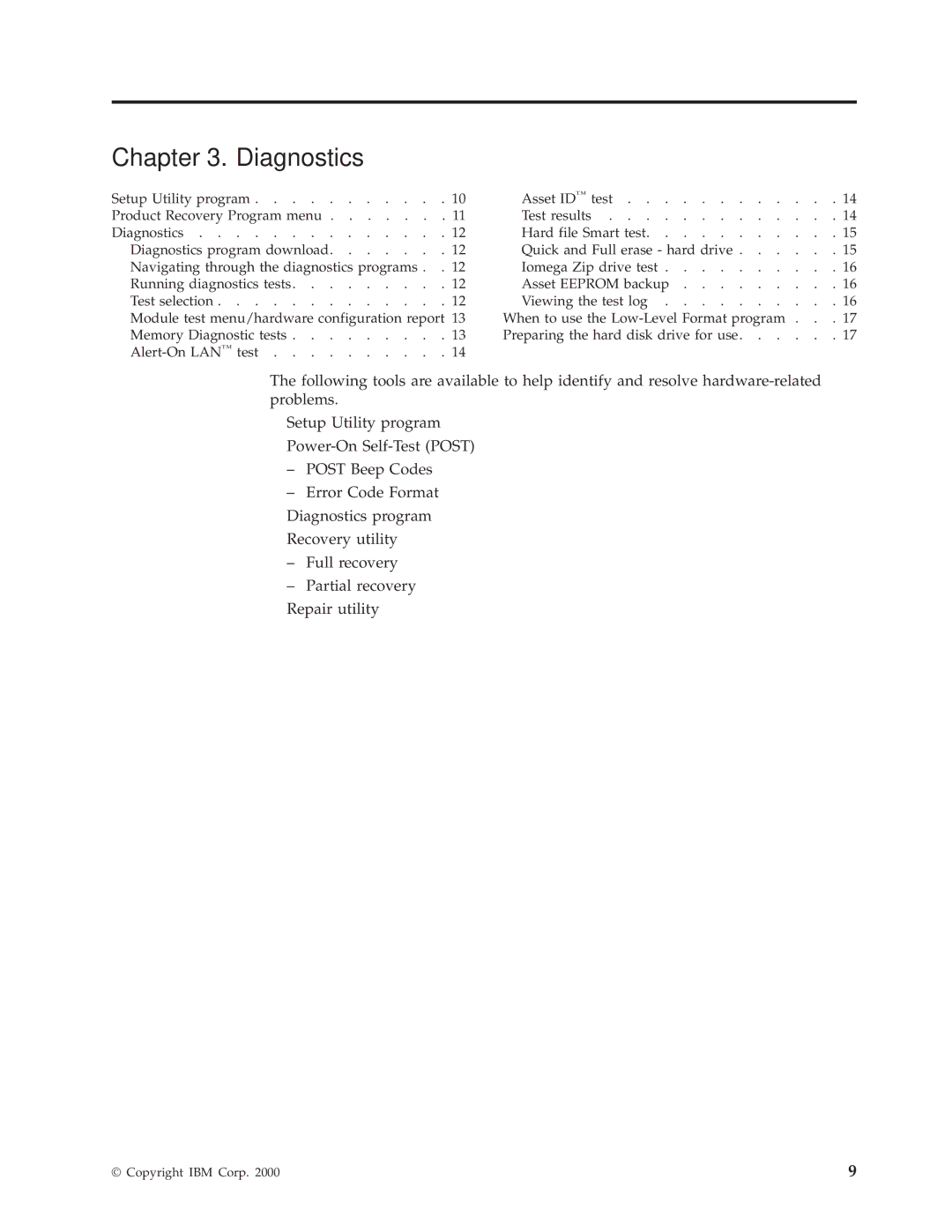 IBM 2256, 6348, 6342, 6339, 6346, 6341, 2257, 6337, 2254, 6347, 6336 manual Diagnostics 