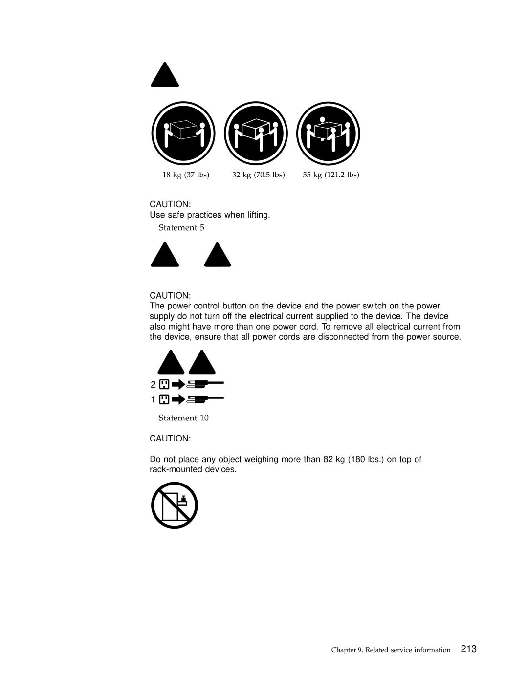 IBM 6342, 6348, 6339, 6346, 6341, 2257, 2256, 6337, 2254, 6347, 6336 manual Use safe practices when lifting 