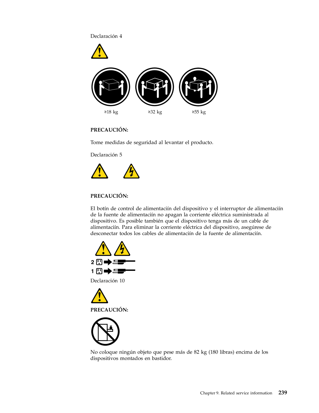 IBM 2257, 6348, 6342, 6339, 6346, 6341, 2256, 6337, 2254, 6347, 6336 manual ≥18 kg ≥32 kg ≥55 kg 