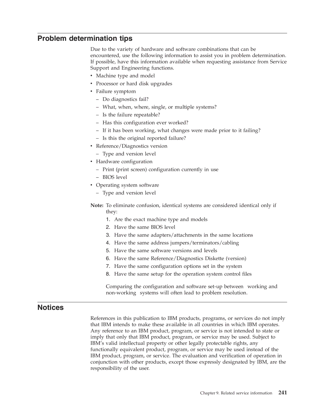 IBM 6337, 6348, 6342, 6339, 6346, 6341, 2257, 2256, 2254, 6347, 6336 manual Problem determination tips 