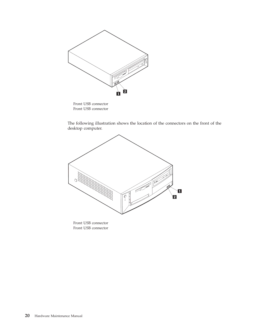 IBM 2256, 6348, 6342, 6339, 6346, 6341, 2257, 6337, 2254, 6347, 6336 manual Front USB connector 