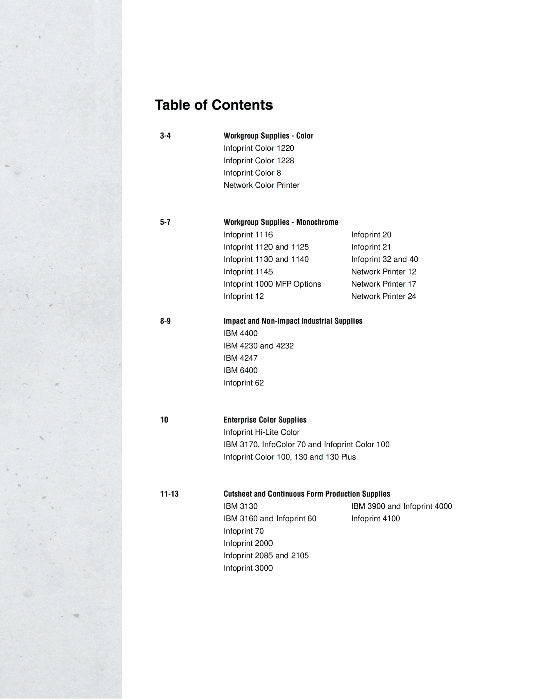 IBM 6400 manual Table of Contents 