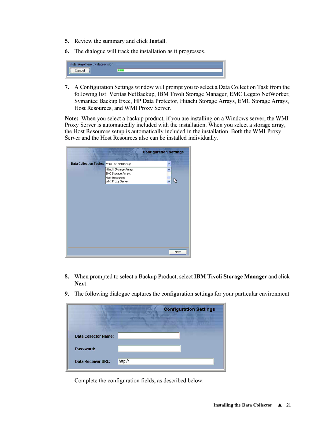 IBM 6.5 manual Installing the Data Collector 