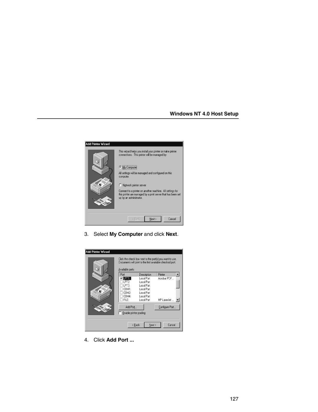 IBM 6500 manual Windows NT 4.0 Host Setup, Click Add Port 