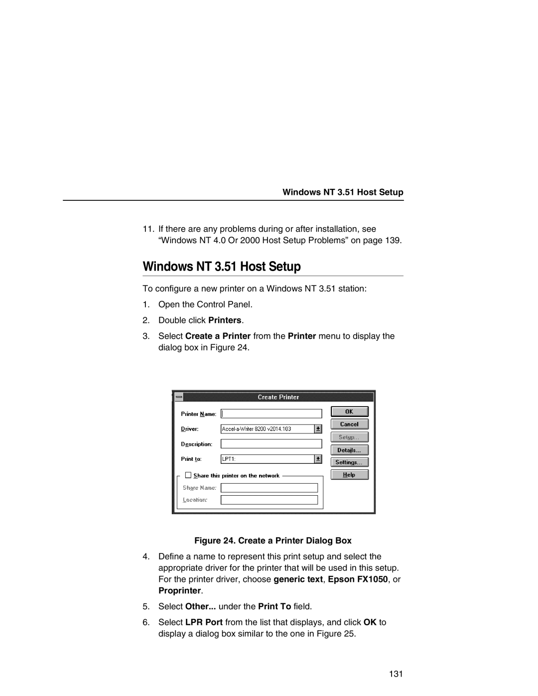 IBM 6500 manual Windows NT 3.51 Host Setup 