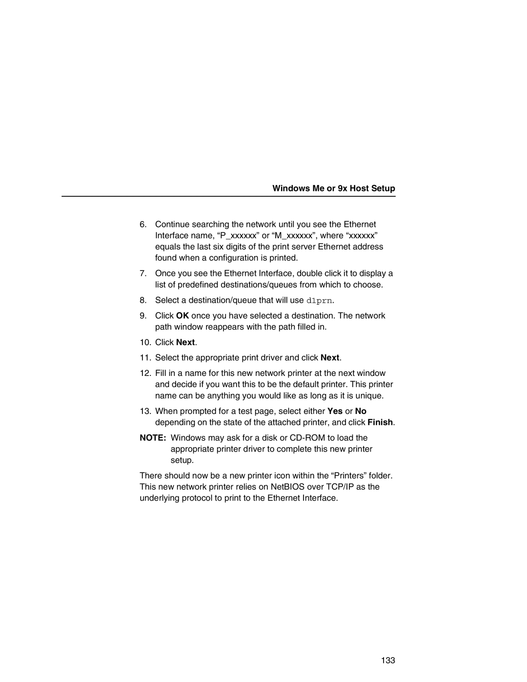 IBM 6500 manual Windows Me or 9x Host Setup 