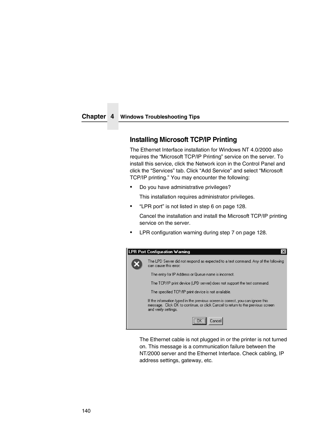 IBM 6500 manual Installing Microsoft TCP/IP Printing 