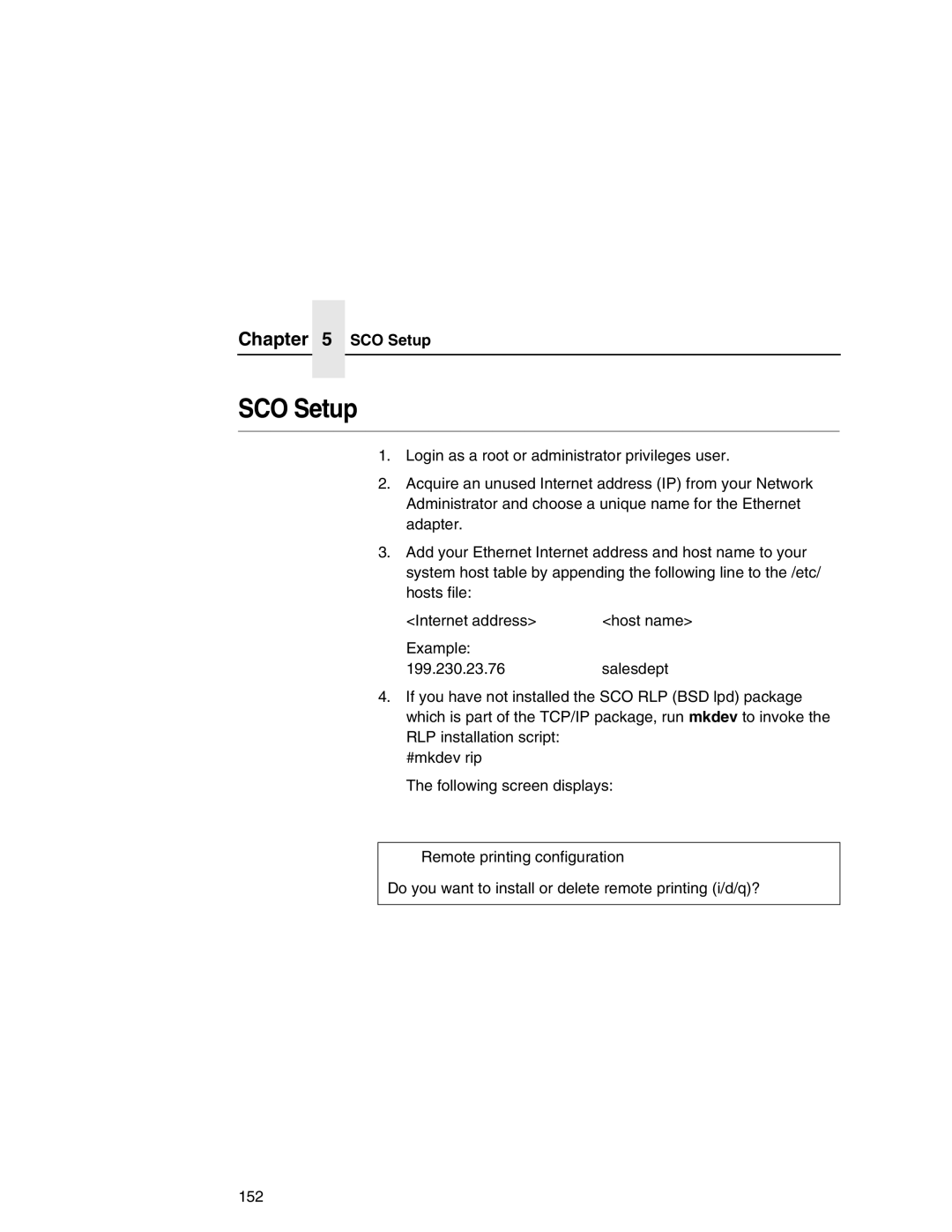 IBM 6500 manual SCO Setup 