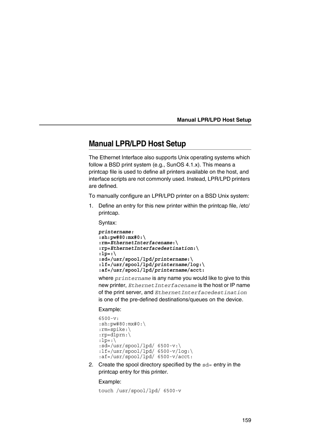 IBM 6500 manual Manual LPR/LPD Host Setup 