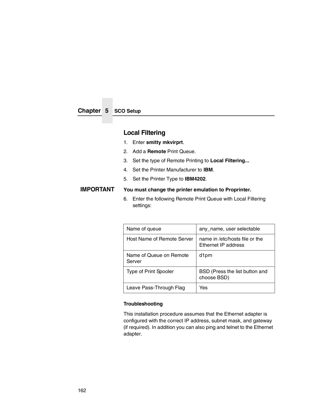 IBM 6500 manual Local Filtering, Enter smitty mkvirprt, Troubleshooting 