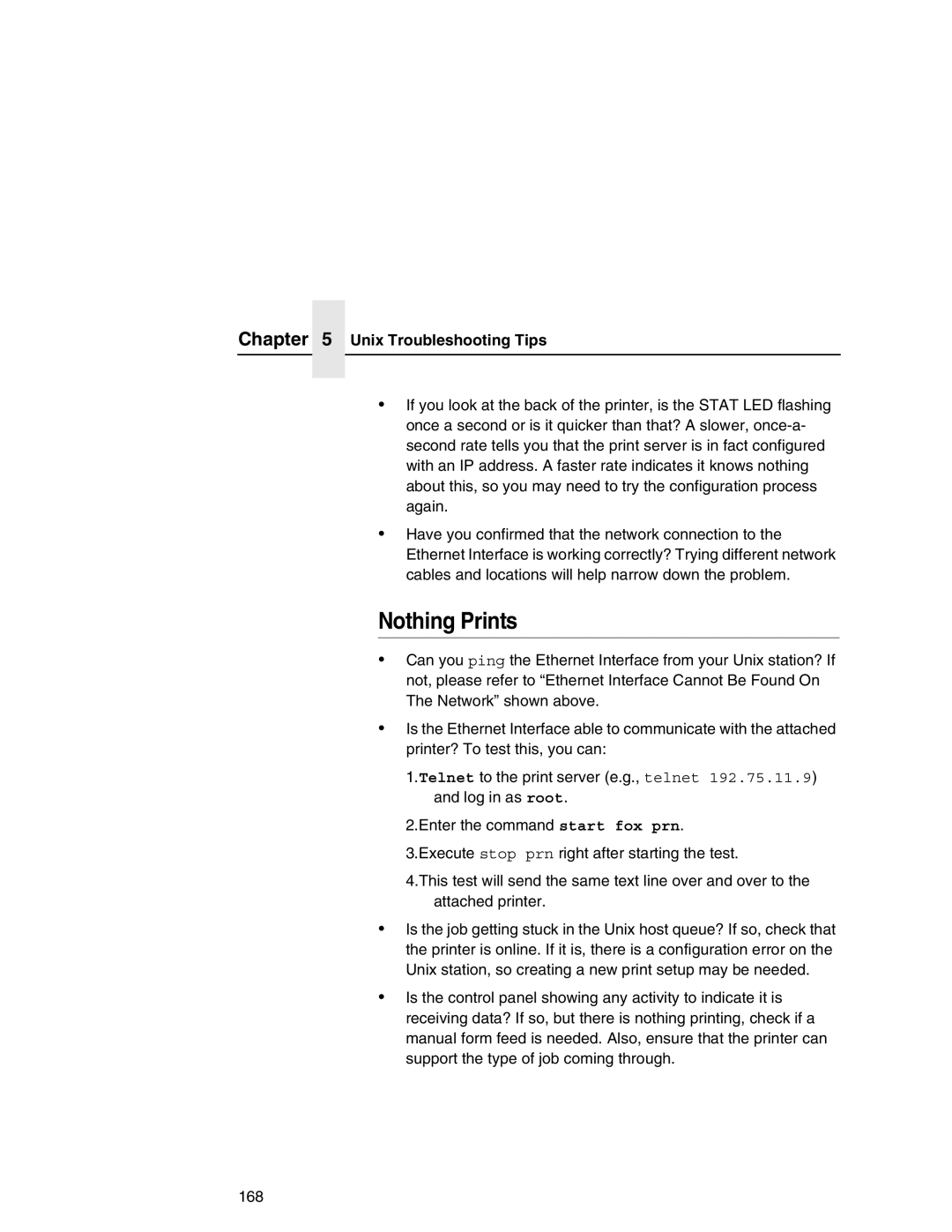 IBM 6500 manual Nothing Prints, Unix Troubleshooting Tips 