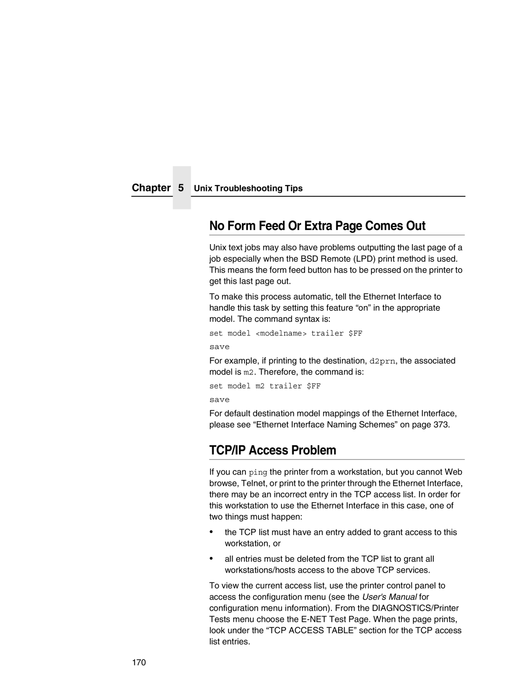 IBM 6500 manual No Form Feed Or Extra Page Comes Out, TCP/IP Access Problem 