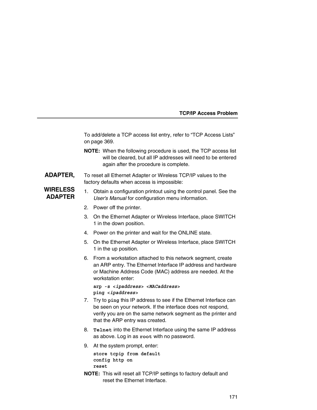 IBM 6500 manual Store tcpip from default config http on Reset 