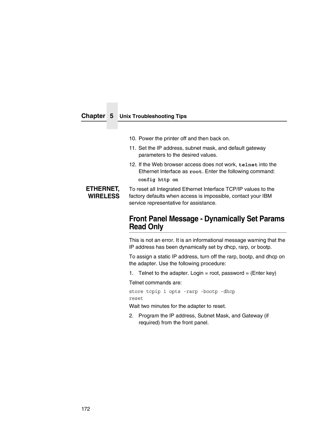 IBM 6500 manual Front Panel Message Dynamically Set Params Read Only, ETHERNET, Wireless 