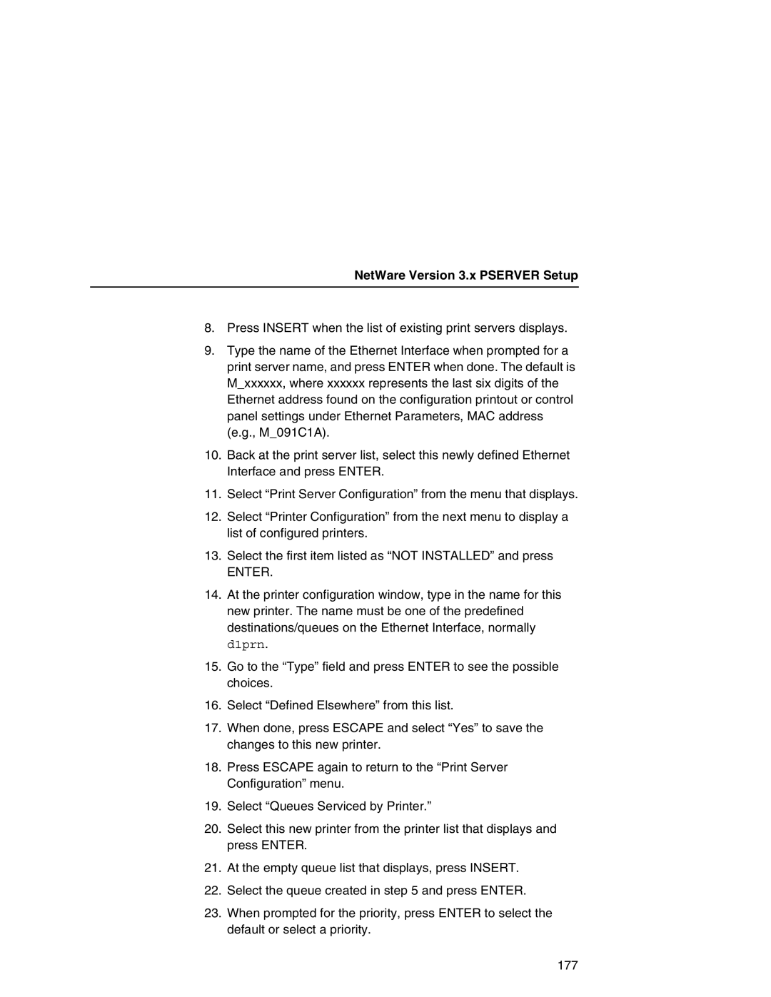 IBM 6500 manual NetWare Version 3.x Pserver Setup, Enter 