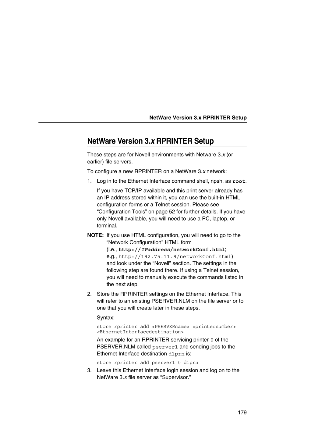 IBM 6500 manual NetWare Version 3.x Rprinter Setup 