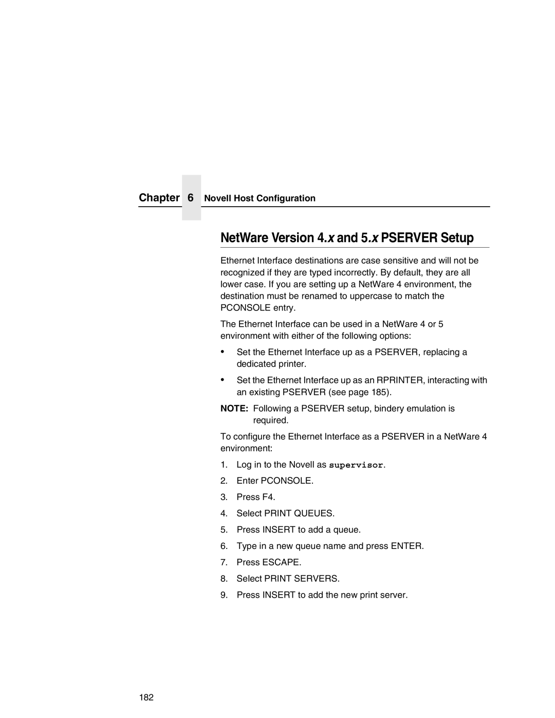 IBM 6500 manual NetWare Version 4.x and 5.x Pserver Setup 