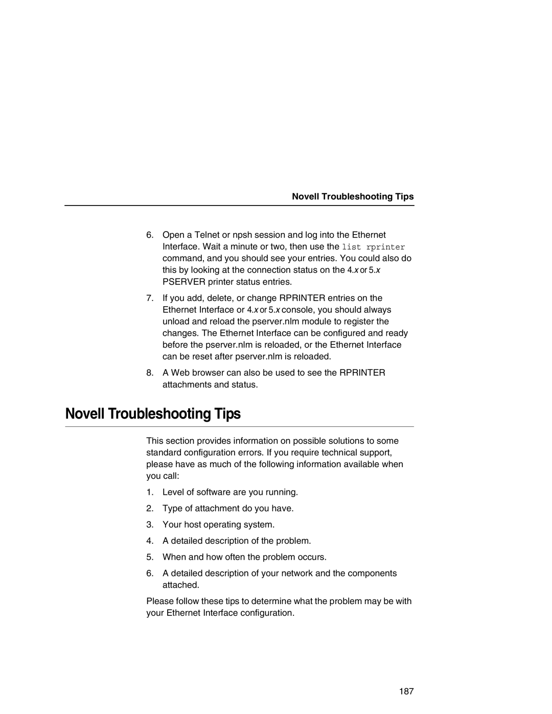 IBM 6500 manual Novell Troubleshooting Tips 