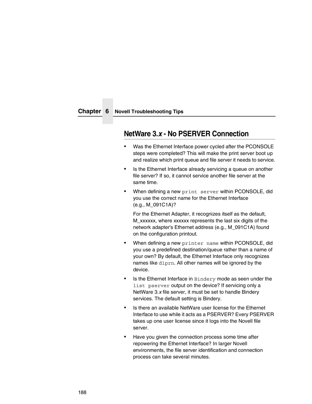 IBM 6500 manual NetWare 3.x No Pserver Connection 