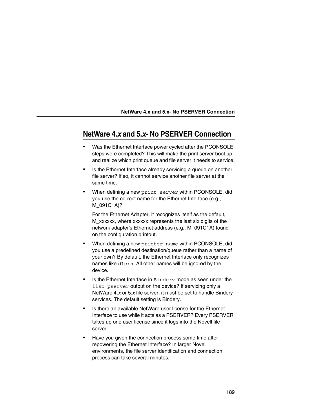 IBM 6500 manual NetWare 4.x and 5.x- No Pserver Connection 