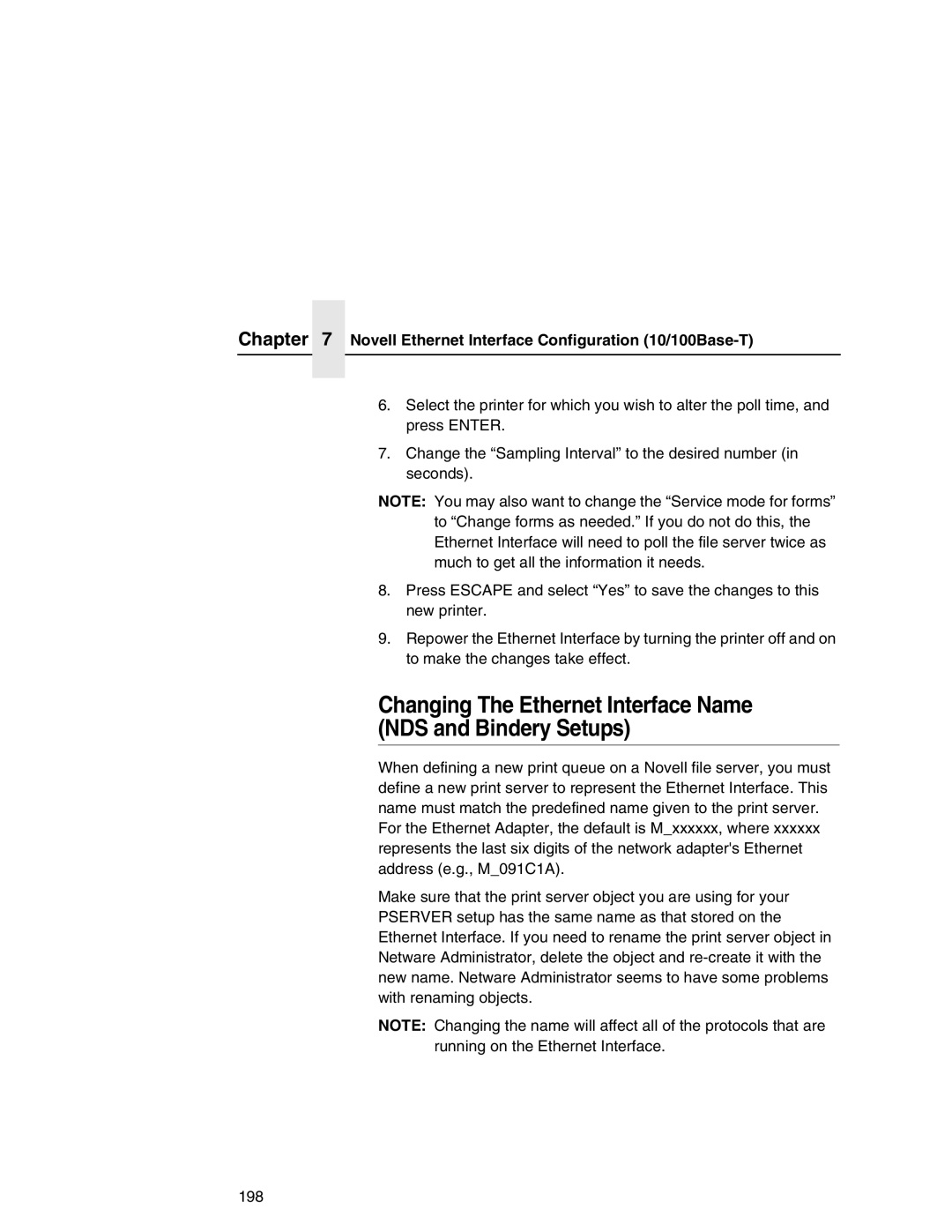 IBM 6500 manual Changing The Ethernet Interface Name NDS and Bindery Setups 