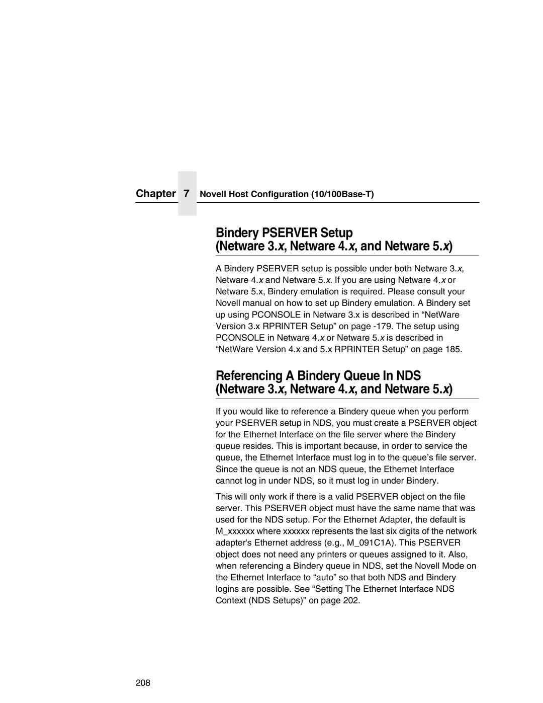 IBM 6500 manual Bindery Pserver Setup Netware 3.x, Netware 4.x, and Netware 