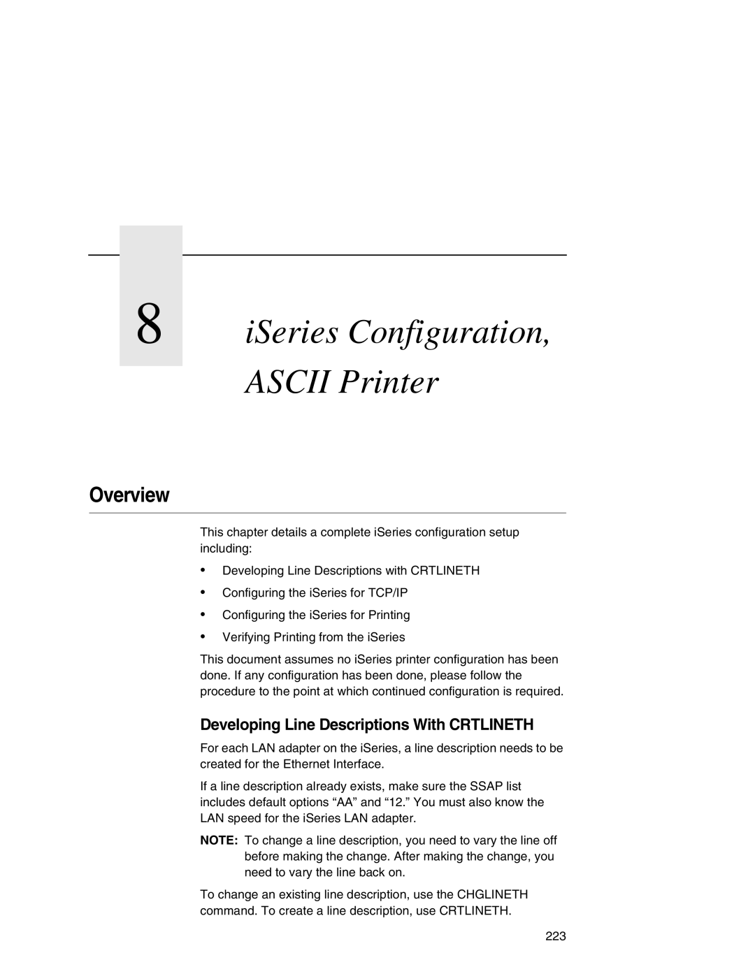 IBM 6500 manual ISeries Configuration Ascii Printer, Developing Line Descriptions With Crtlineth 