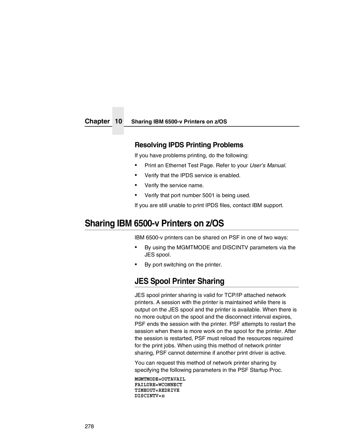 IBM manual Sharing IBM 6500-v Printers on z/OS, JES Spool Printer Sharing, Resolving Ipds Printing Problems 