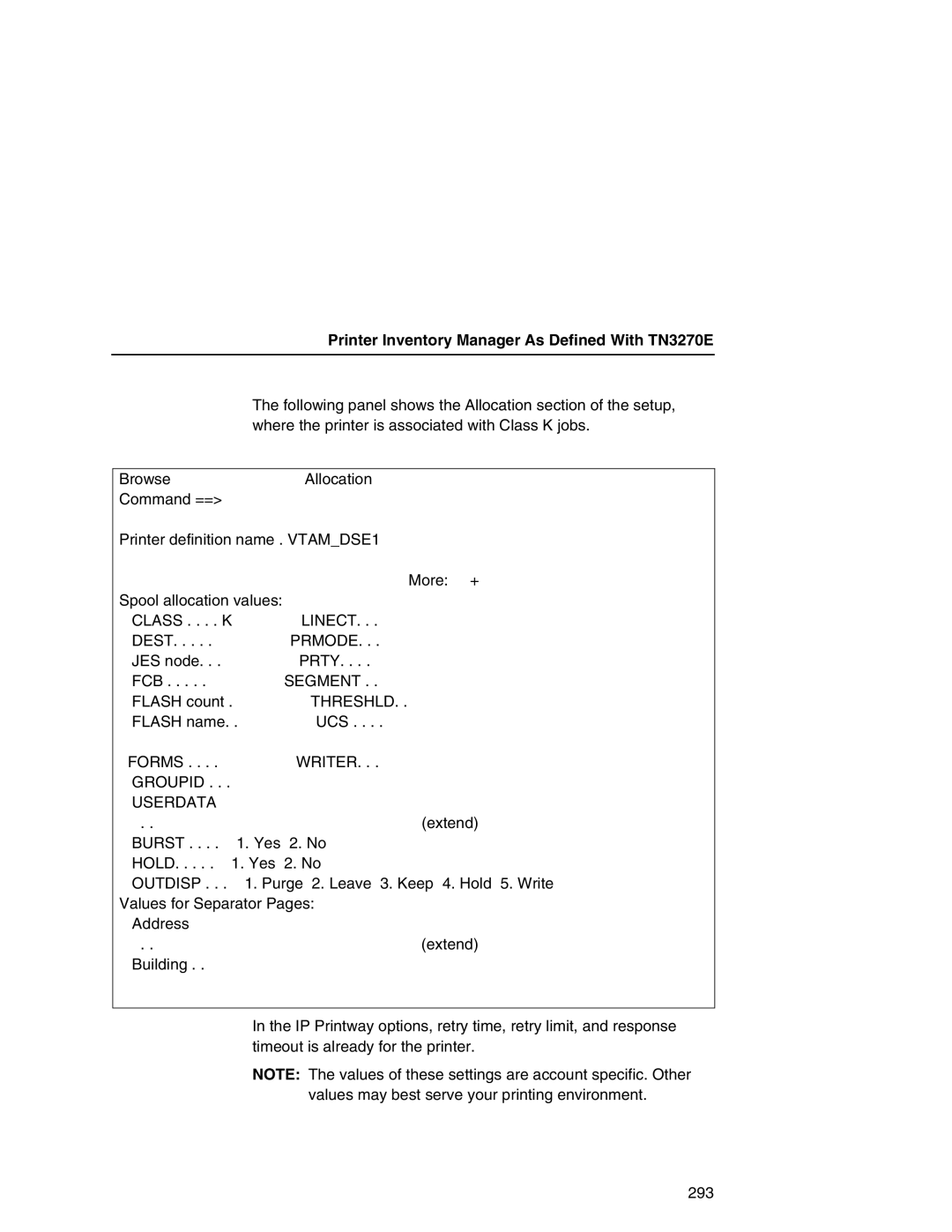 IBM 6500 manual Linect, Dest Prmode, FCB Segment, Threshld, Writer, Groupid Userdata, Hold, Outdisp 