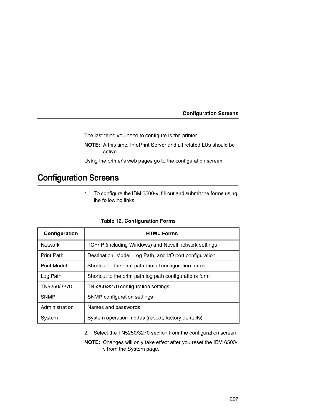 IBM 6500 manual Configuration Screens, Configuration Forms, Configuration Html Forms 