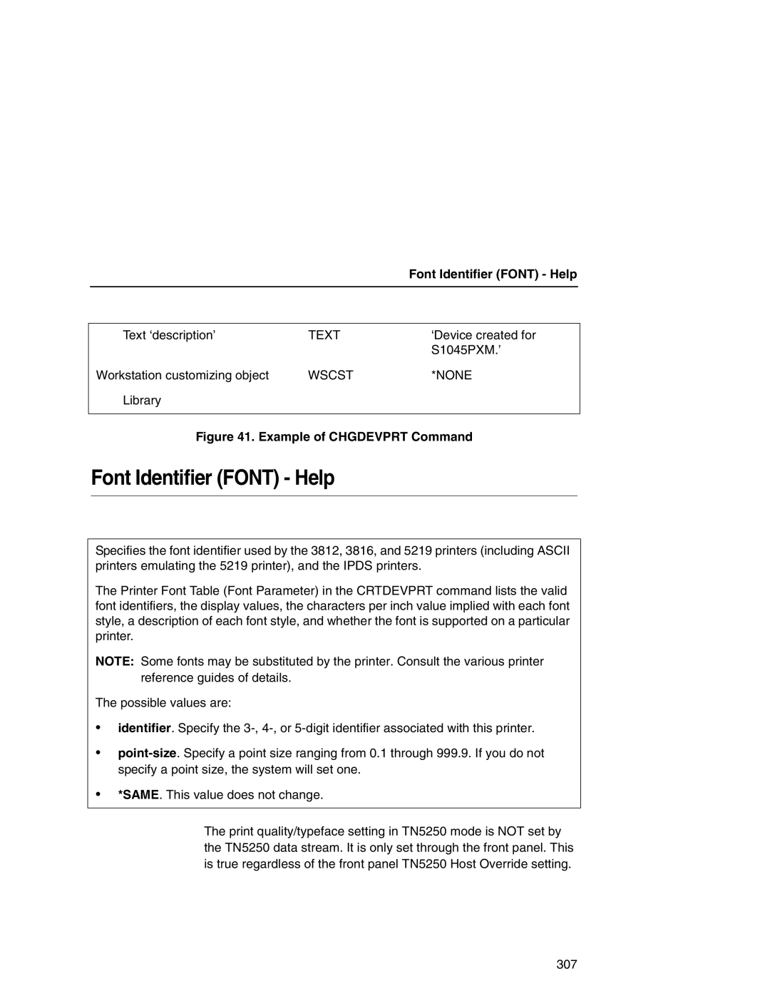 IBM 6500 manual Font Identifier Font Help, Wscst None 