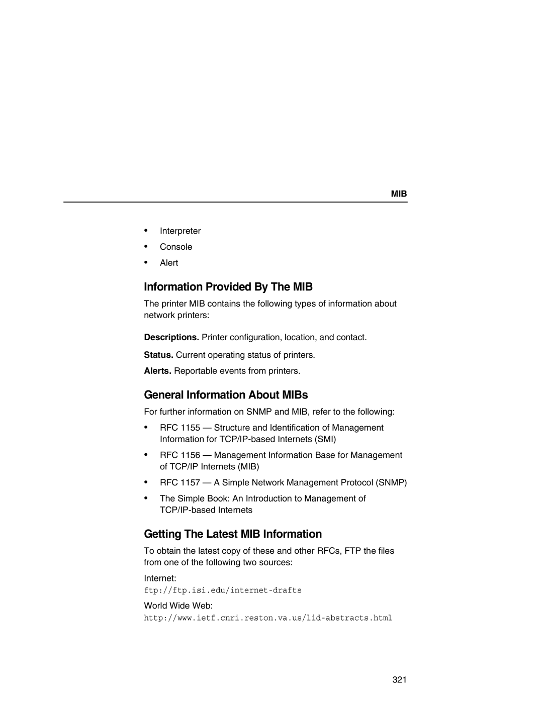 IBM 6500 manual Information Provided By The MIB, General Information About MIBs, Getting The Latest MIB Information, Mib 