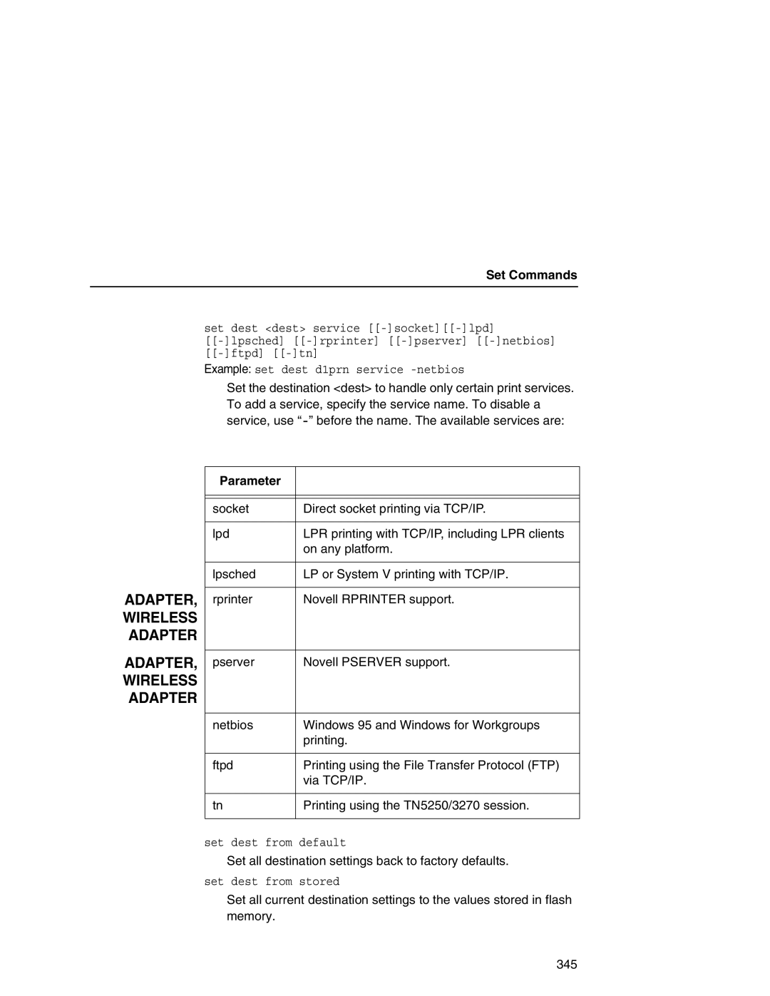 IBM 6500 manual Set Commands, Parameter 