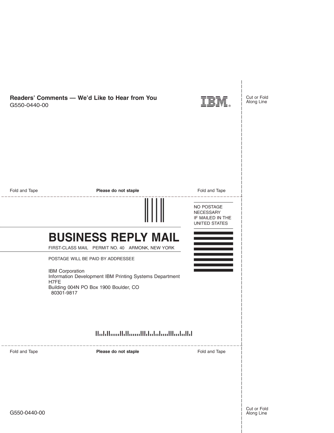 IBM 6500 manual Business Reply Mail 