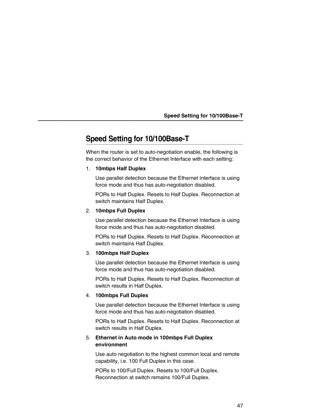 IBM 6500 manual Speed Setting for 10/100Base-T 