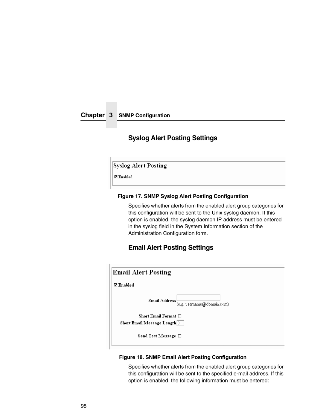 IBM 6500 manual Syslog Alert Posting Settings, Email Alert Posting Settings 