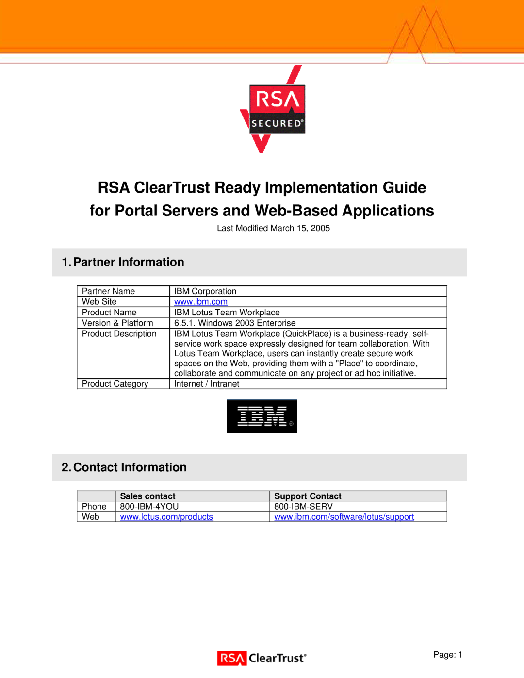 IBM 6.5.1 manual Partner Information, Contact Information 