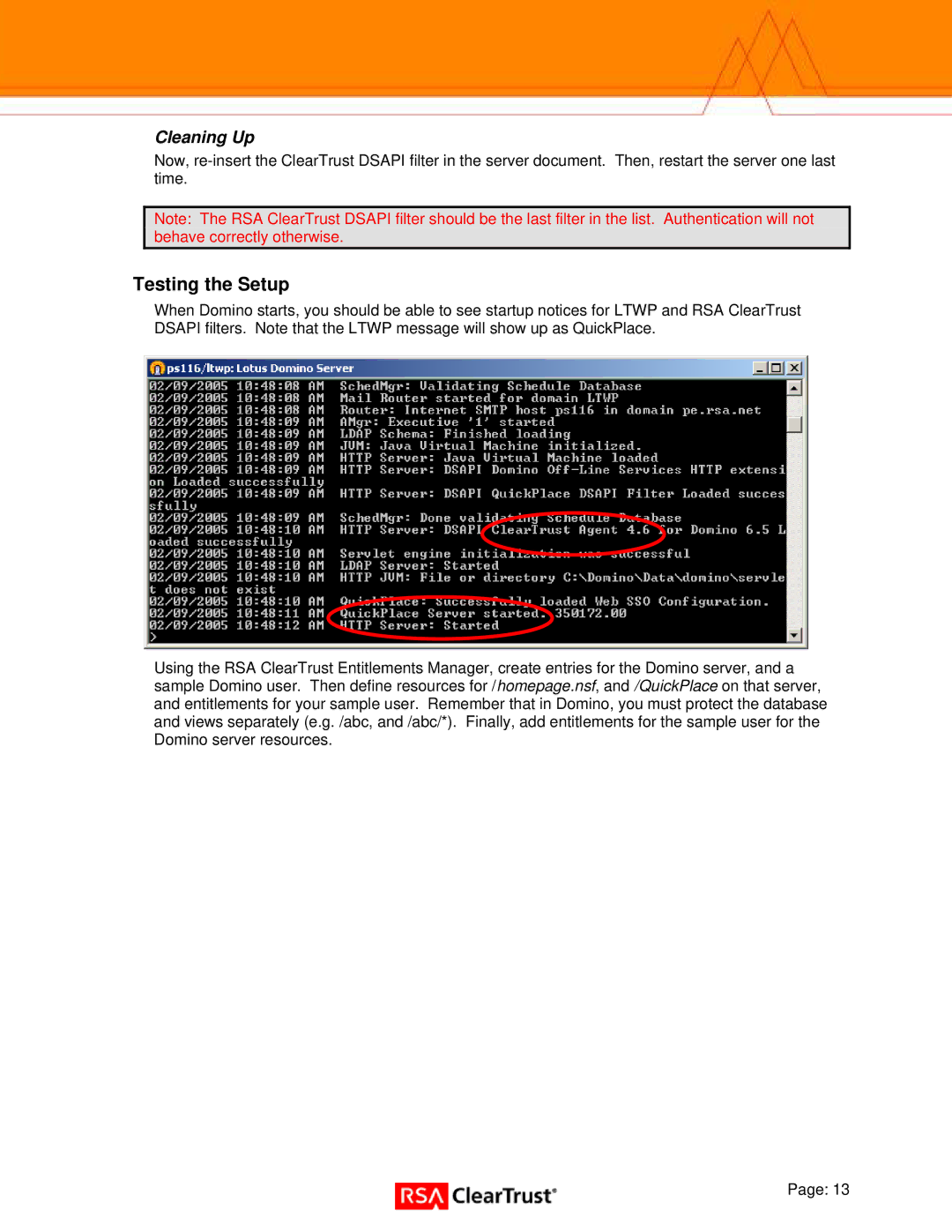 IBM 6.5.1 manual Testing the Setup, Cleaning Up 