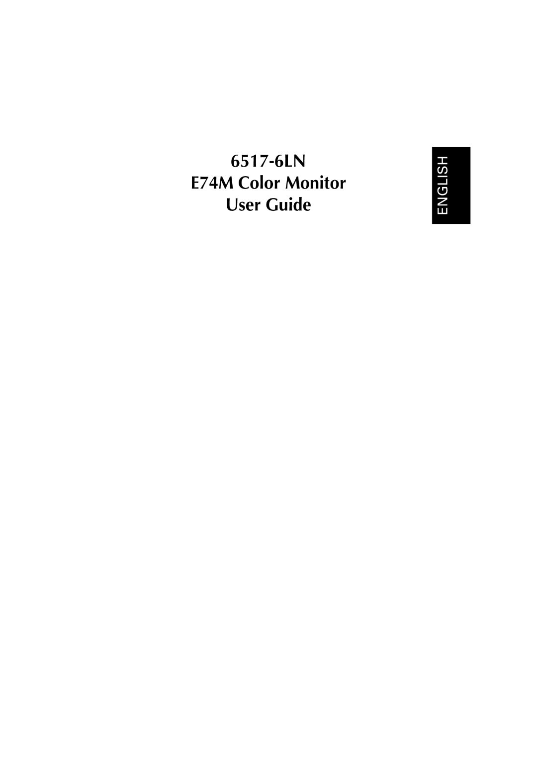 IBM manual 6517-6LN E74M Color Monitor User Guide 