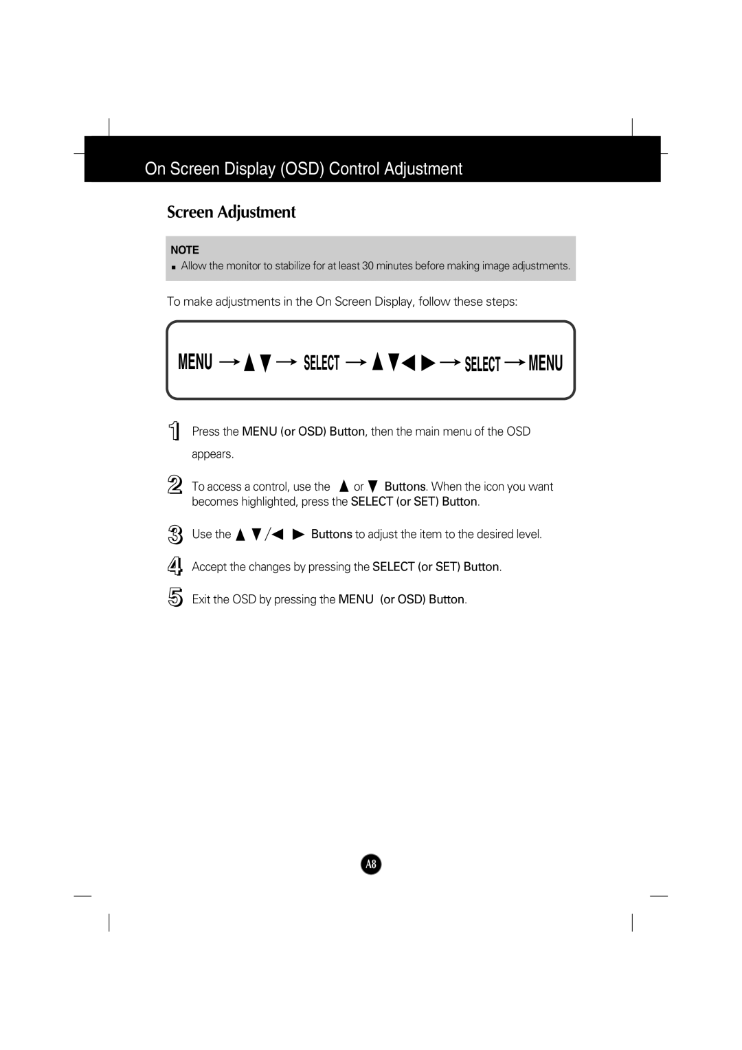 IBM 6517-6LN manual On Screen Display OSD Control Adjustment, Screen Adjustment 