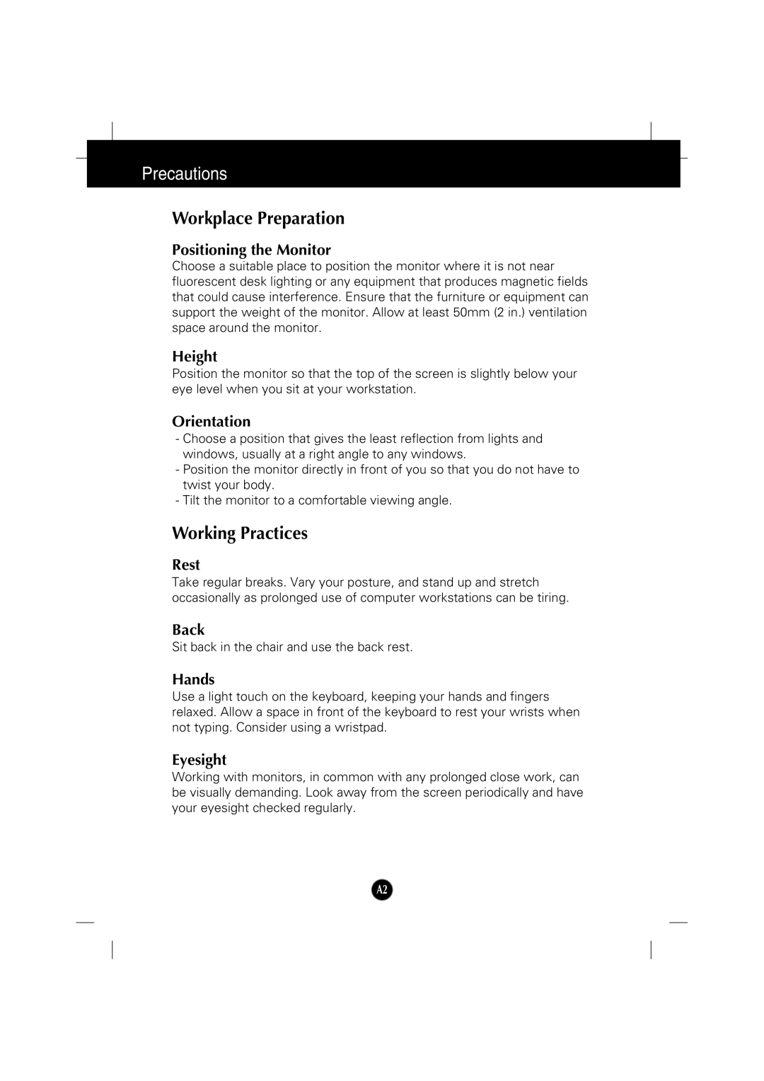 IBM 6517-6LN manual Precautions, Workplace Preparation, Working Practices 