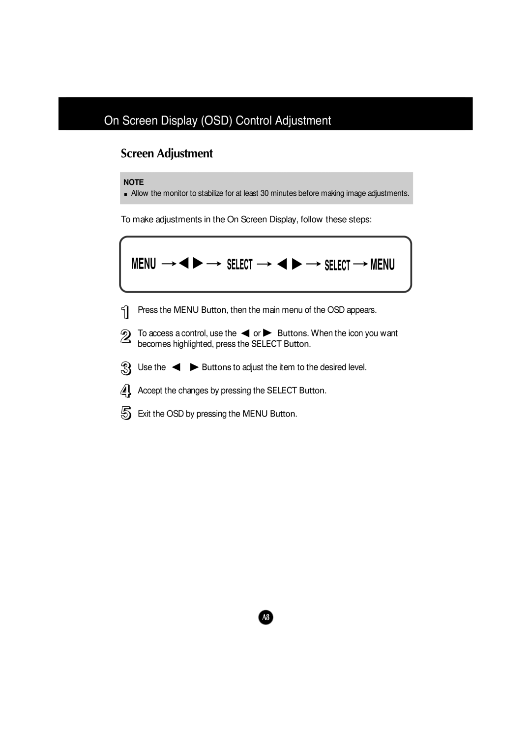 IBM 6518 - 4LE manual On Screen Display OSD Control Adjustment, Screen Adjustment 