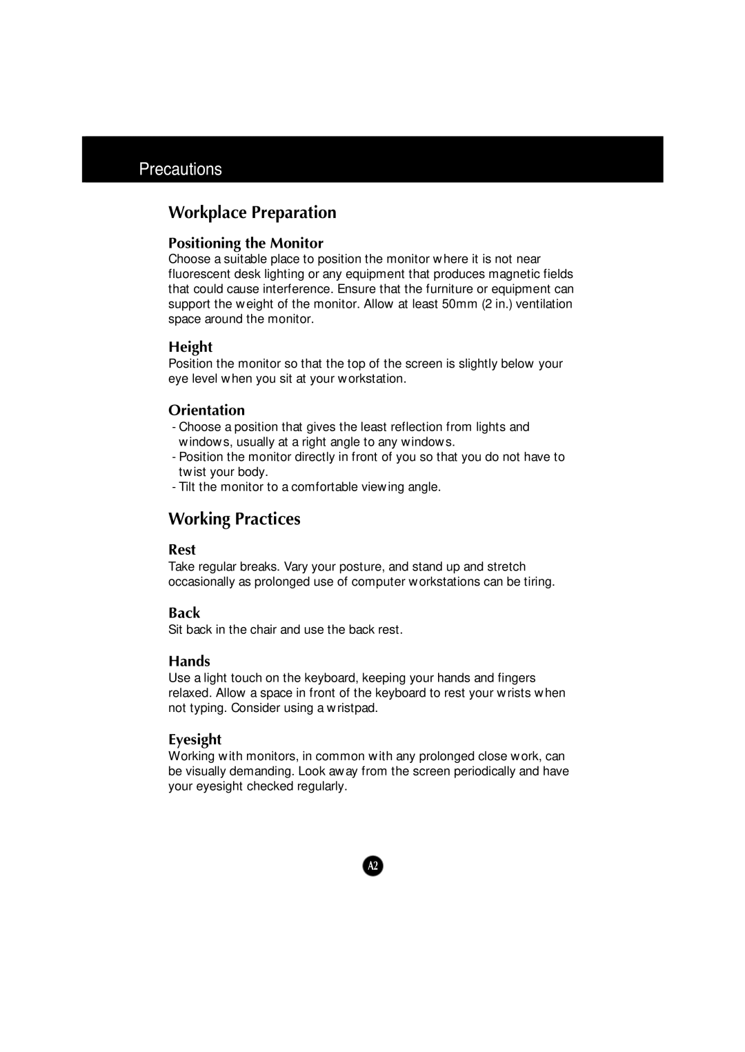 IBM 6518 - 4LE manual Precautions, Workplace Preparation, Working Practices 