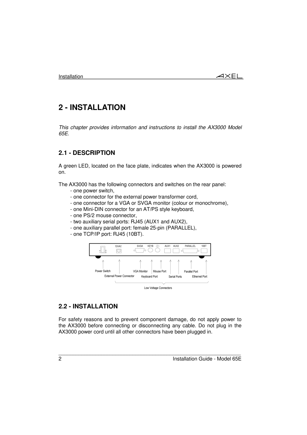 IBM 65E manual Installation, Description 